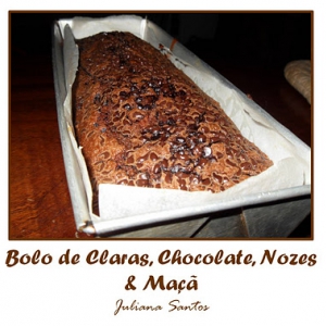 Bolo de Claras, Chocolate, Nozes e Maçã