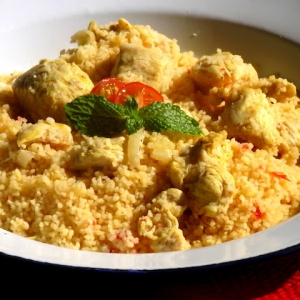 Couscous de frango ao curry