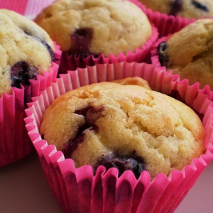 Muffins de Banana e Blueberries