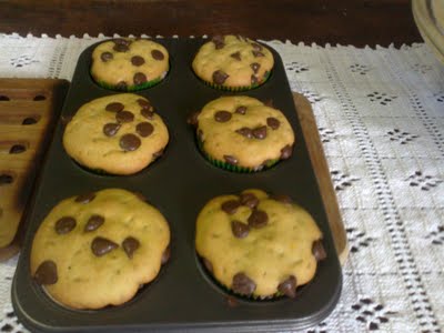 Muffins de Nata com Gotas de Chocolate