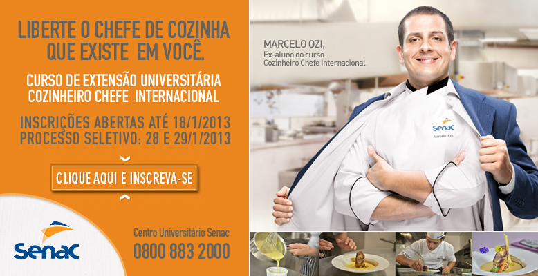 Centro Universitário Senac abre novas vagas para o curso de cozinheiro chef internacional