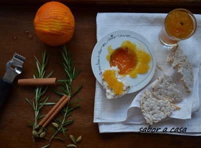 Compota de abóbora e laranja aromatizado com alecrim, canela e cardamomo