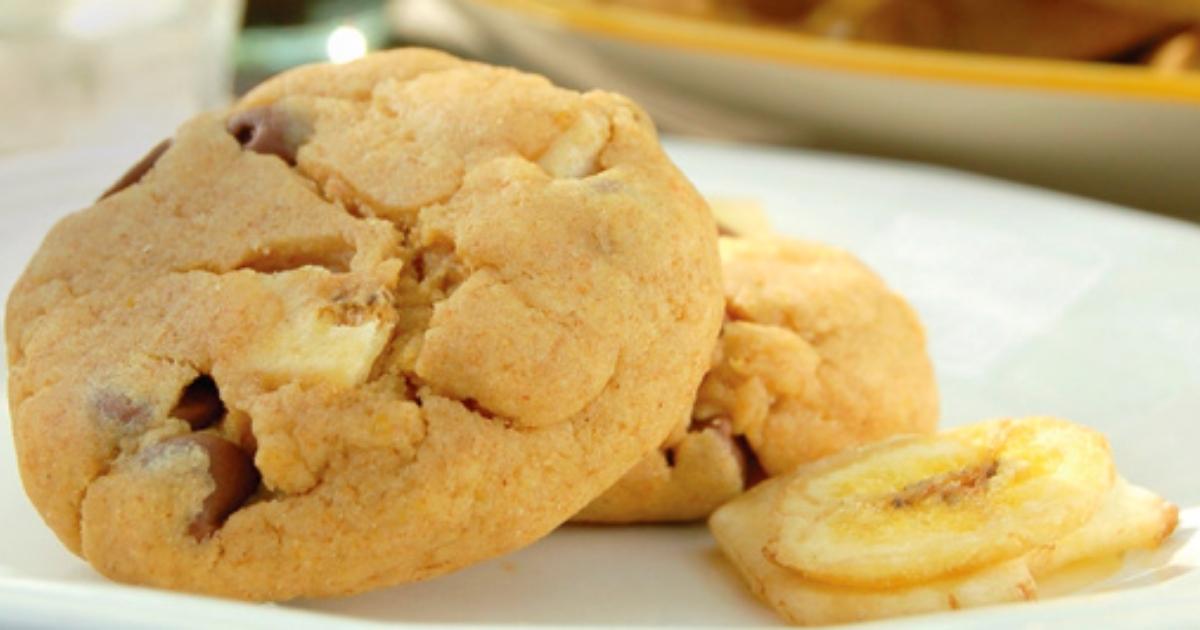 Cookies de banana sem glúten e sem lactose, saudável de nutritivo