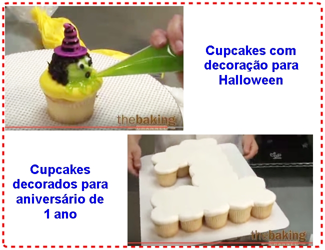 Decoração de cupcake com bicos de confeitar