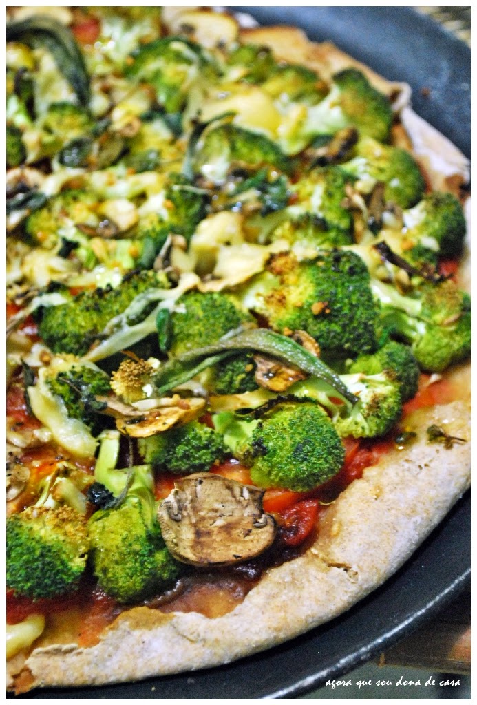 pizza integral de brócolis e cogumelos paris