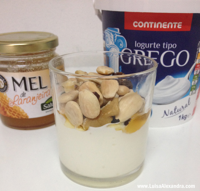 Sugestão de Lanche: Iogurte Grego Natural com Mel e Frutos Secos
