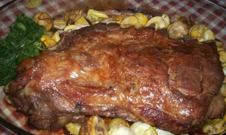 Lombo de porco com castanhas