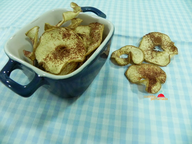 Maçã desidratada caseira ou Chips de maçã com canela