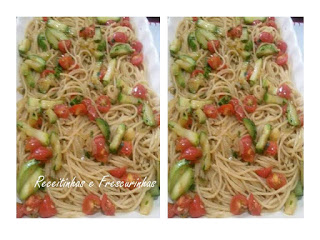 Spaguetti integral com abobrinha e tomate cereja