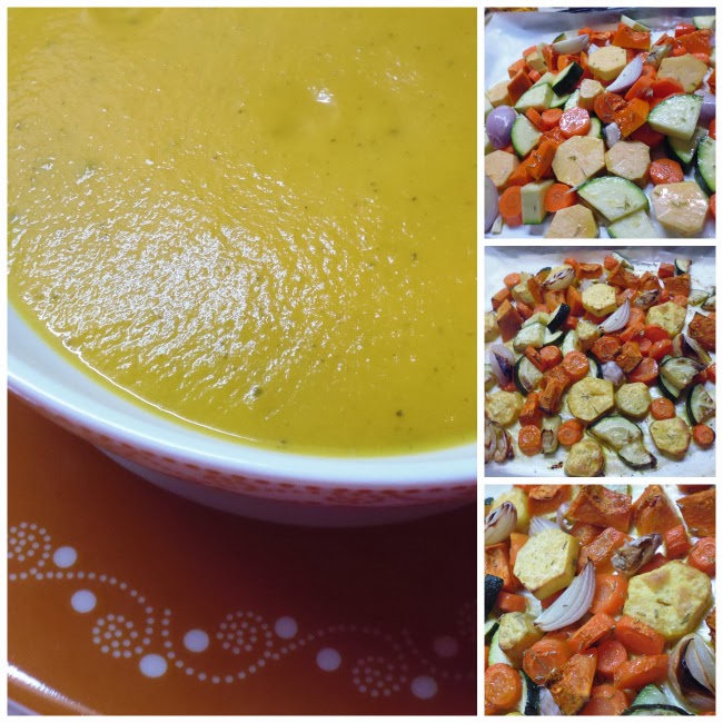 Sopa de Outono com legumes assados no forno