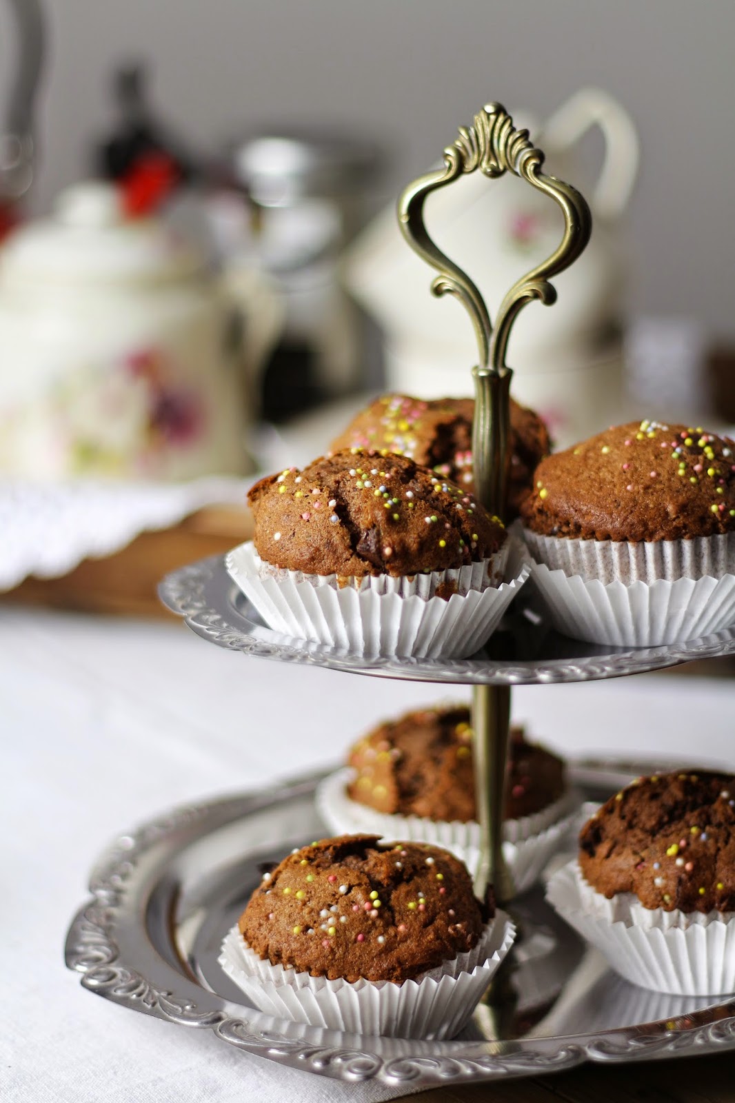 Muffins de chocolate {Dica para fazer bolos fofos com  farinha integral}