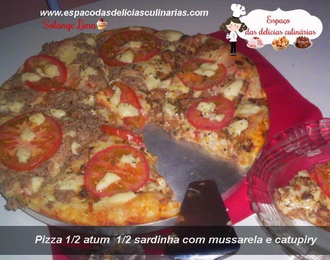Pizza 1/2 atum  1/2 sardinha com mussarela e catupiry