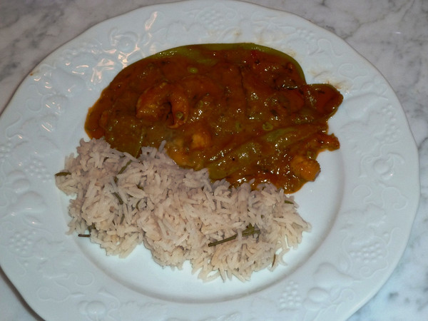 Camarão com Red Curry