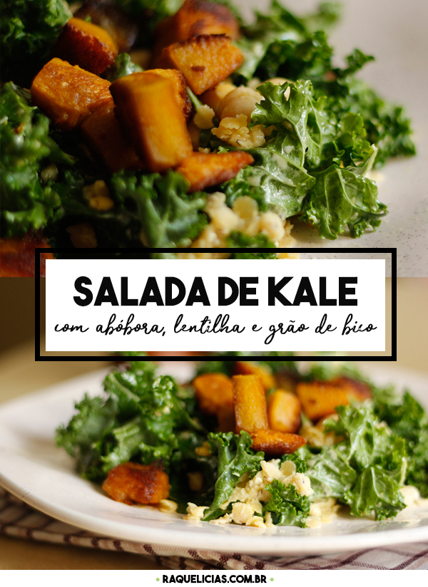 Salada de Kale com Abóbora, Lentilha e Grão-de-Bico