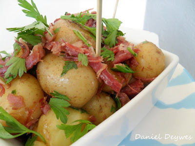Batatas pirulito com carne seca