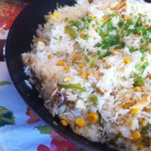 Receita de arroz com bacalhau desfiado