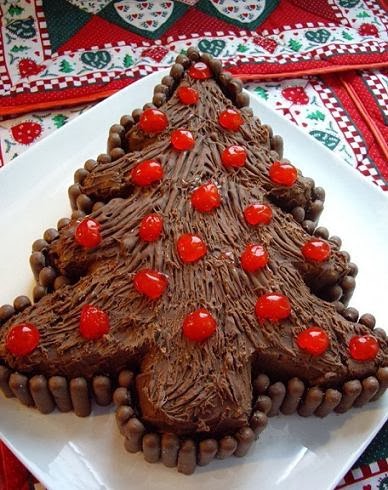 Árvore de natal de bolo de chocolate