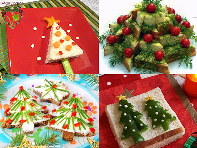Sanduiches e pizzas em formato Árvore de Natal