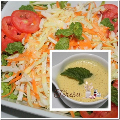 Salada de Repolho com cenoura servida com um especial molho de mostarda